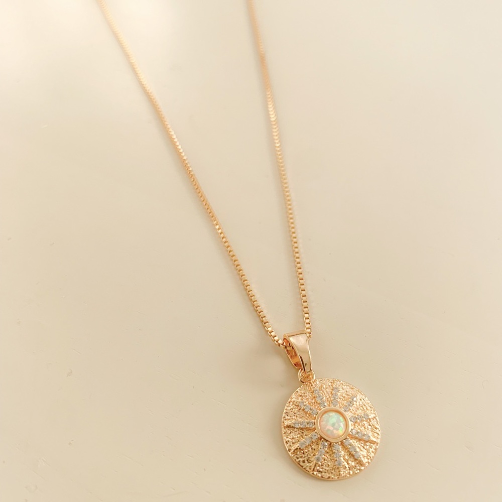 Opal Sunburst Necklace | 14k Gold Filled